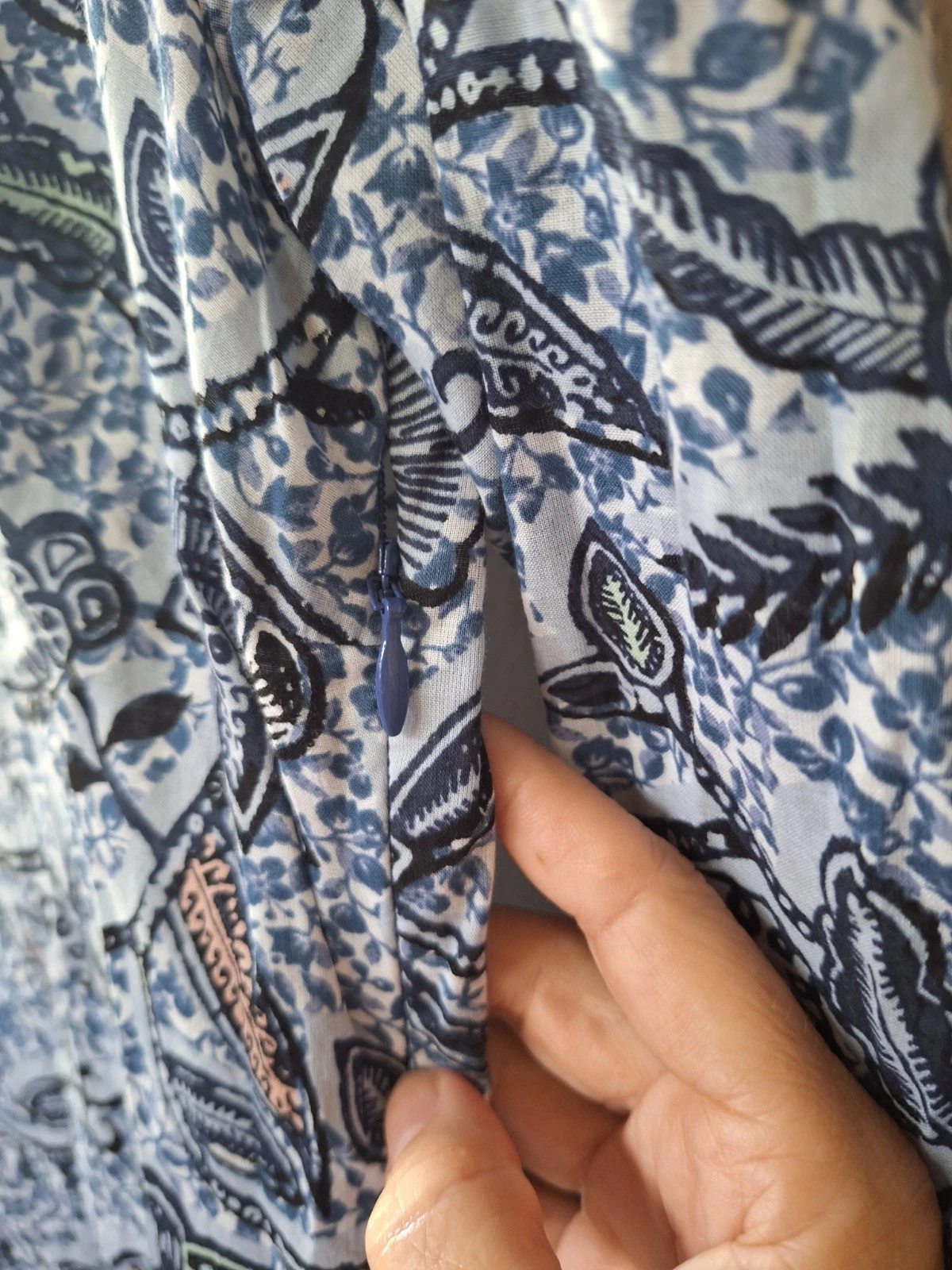 Camicetta tunica Tory Burch primaverile ricamata scollo a V floreale navy zip laterale taglia 8