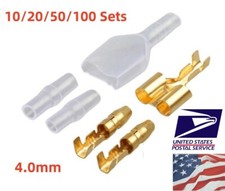 10-100 Sets Male Female Wire Crimp Connectors 4.0mm Brass Bullet Terminals