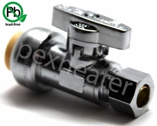 (1) 1/2" PUSH FIT X 3/8" OD SHARKBITE STYLE STRAIGHT STOP VALVE 1/4 TURN LF