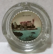 Vintage 1940s TRIESTE (Italy) Glass Ashtray - WW2