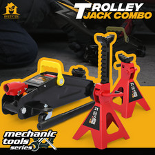 Hydraulic Low Profile Floor Trolley Jack Axle Stands Set 2 Ton Car Van Lifting