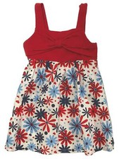 Infant Toddler Girls Red Blue Patriotic Floral Daisy Dress Sun Dress
