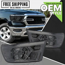 Pair Smoke/Clear OE Style Replacement Headlight Assembly lamp fit 19-22 Ram 1500