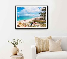 Blue Ocean & Traditional Boats Poster Premium Quality Choose your Size