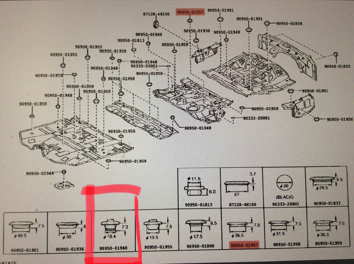 lexus Genuine Toyota Floor Plug (Lower) 90950-01948 | eBay