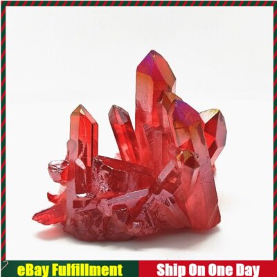 120g Natural Healing Aura Red Titanium Crystal Point Quartz Cluster VUG Specimen