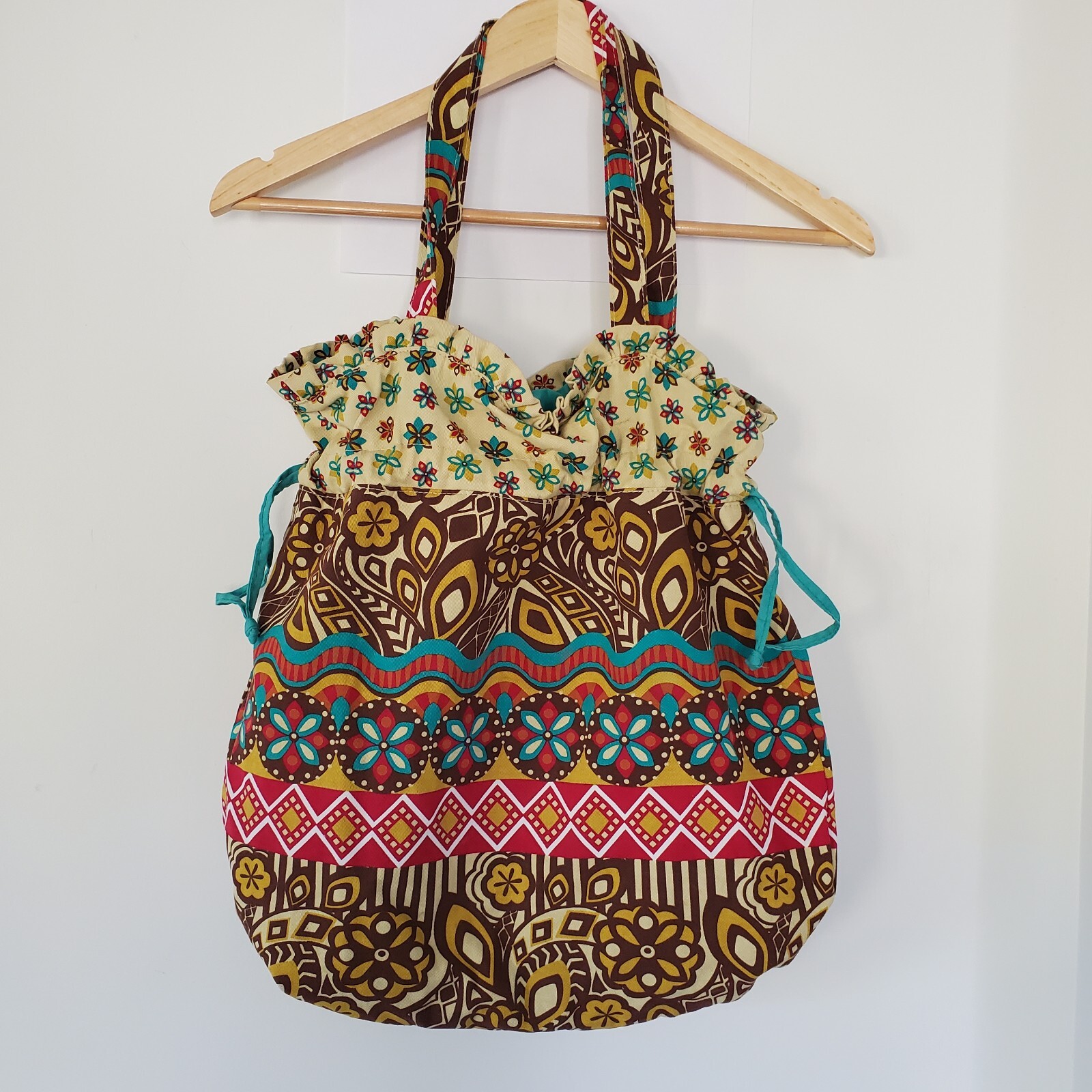 Boho Cinch Drawstring Fabric Bucket BAG 18" X 18" Hip… Gem