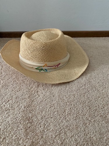 Vintage GREG NORMAN White STRAW HAT 
