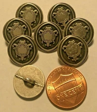 8 Intricate Antiqued Silver Tone Metal Shank Buttons Almost 5/8" 15.1mm 9682