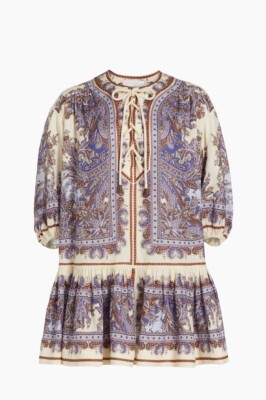Authentic NWT ZIMMERMANN 2024. Ottie Lace-Up Linen Minidress Size 1 | eBay