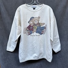 Vtg Cottage core Sweatshirt Teddy Bears 90s Best Of Friends Granny Medium