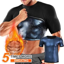 Men Sweat Sauna Vest Short Sleeve Shaper Sports Vest GYM Tank Top Waist Trainer