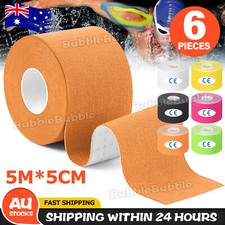 6x Athletic Elastic Physio Sports Kinesiology Rock Tape Muscle Bandage 5cmx5m AU