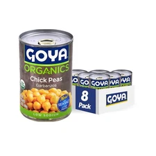 Goya Organic Chick Peas Garbanzo Beans Low Sodium with Sea Salt 15.5 Ounce Pa...