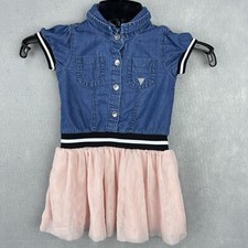 Guess Girls Fit And Flare Button Up Dress With Chest Pockets Size 3T