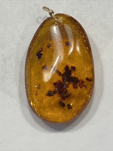 VINTAGE CHARACTERISTICS CRACKLE AMBER BUG PIECES ORGANIC NATURAL PENDANT