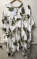 Sunny Island Bumi Hawaii Swim Cover-up One size White Kimono Tropical Floral NWT