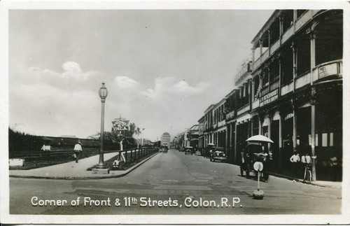 1931 RPPC Corner of Front & 11th Streets Colon Panama Real Photo Postcard