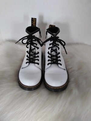 Dr Martens Youth Size Zavala Air Wair Boots AW004 Kids White Side Zip  Lace Up