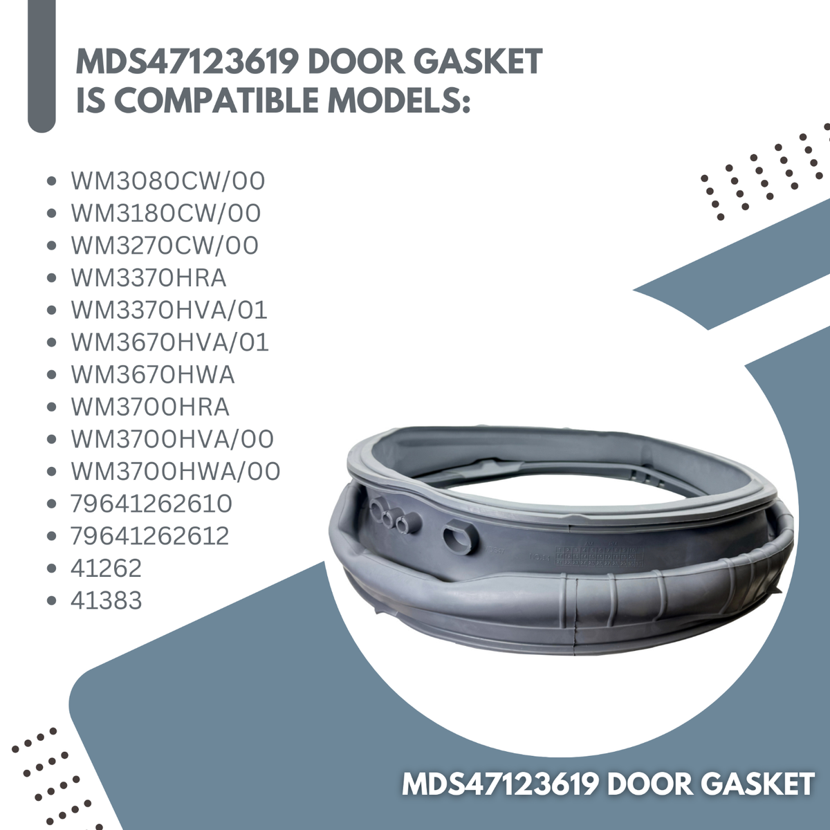MDS47123619 Washer Door Gasket Fit LG Front Load Washer Door Seal