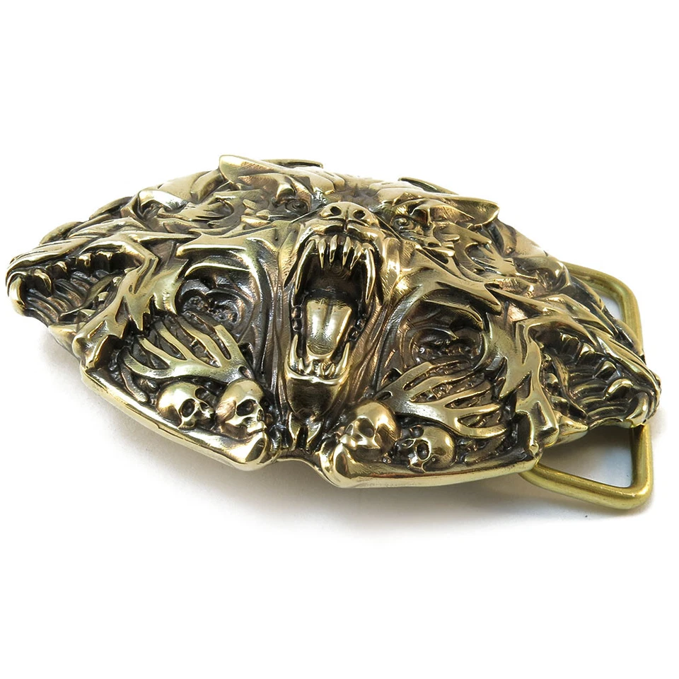 Hebilla de cinturón "Cerbero", hebilla de animal, perro de tres cabezas, perro infernal, perro monstruo  Foto 3 de 4