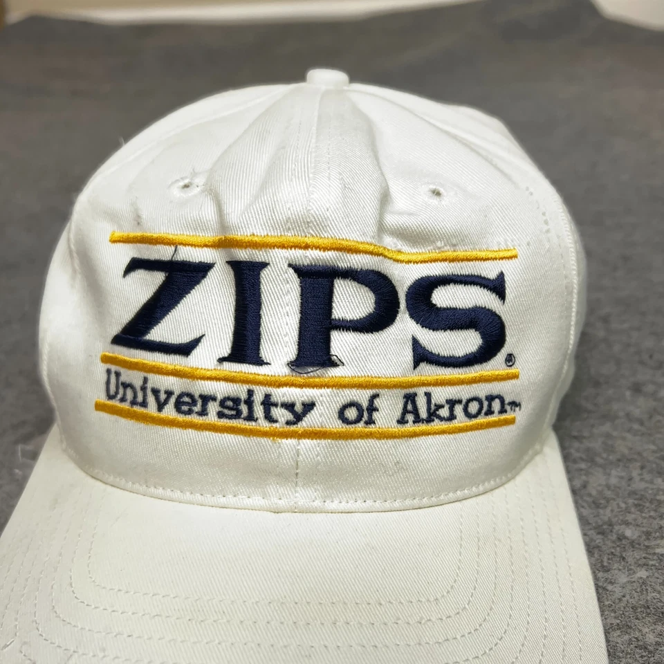 Vintage Akron Zips Mens Hat Snapback White Bar The Game Cap College Football ^ - Image 2 of 4