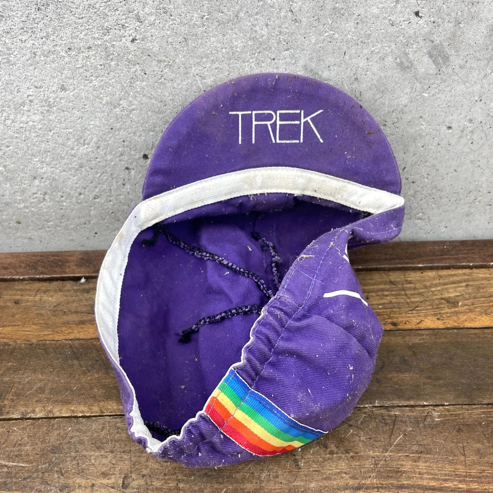 Sombrero de Ciclismo Trek Años 70 80 Rayas Arco Iris Bicicleta de Carrera Eroica EE. UU. Púrpura Foto 3 de 4