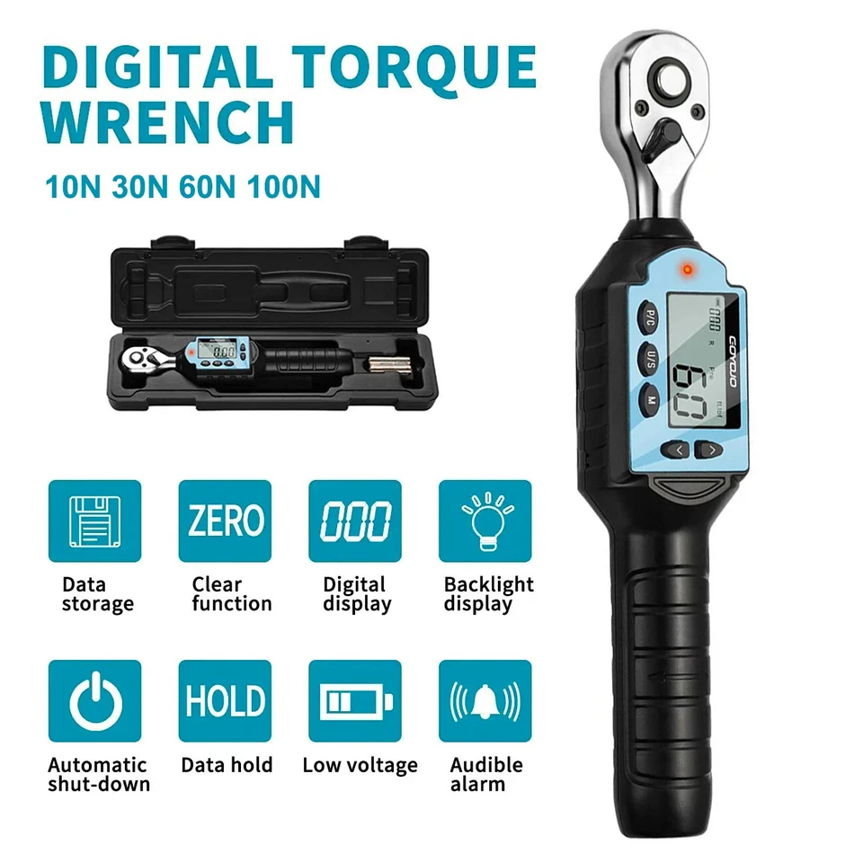 Digital Torque Wrench 1-10Nm (0.74-7.37 ft-lb) High-Precision 1/4-Inch Drive USA - Image 3 of 4