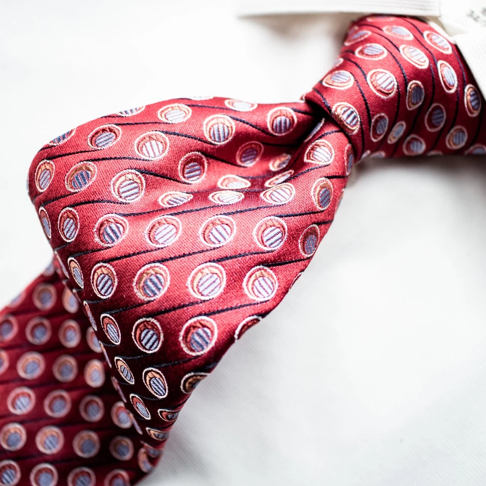 JOHN W. NORDSTROM Italy Red Blue Orange Geometr Silk Necktie TIE 60.5"L x 3.75"W - Image 4 of 4