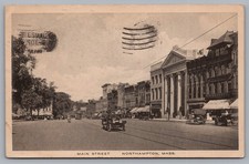Main Street Northampton MA Downtown Street Scene Vintage 1918 Postcard TS-199