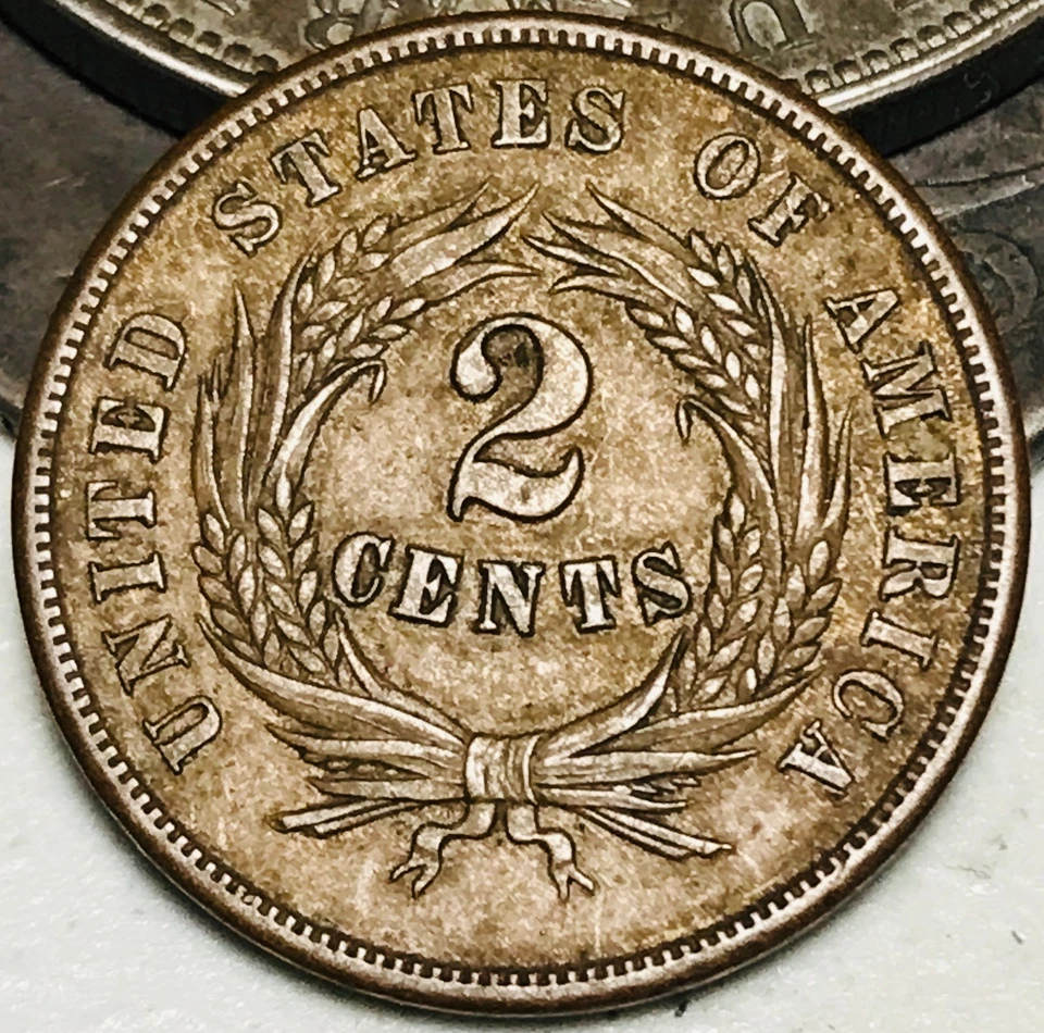 1864 Two Cent Piece 2C FULL MOTTO Ungraded Civil War Date US Copper Coin CC28210 - Image 2 of 4