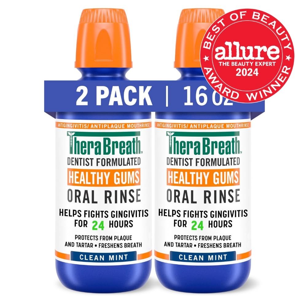 TheraBreath Healthy Gums Oral Rinse Clean Mint, 16oz - 2 Pack - 33.8 Oz