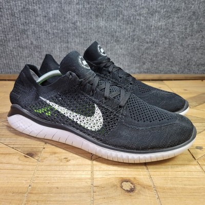 Nike Free RN Flyknit 2018 Men's Size 13 Running Shoes Black White Athletic Mesh