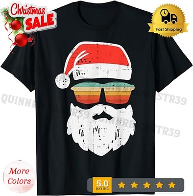 Santa Face Retro Sunglasses Christmas Xmas Men Women Kids T-Shirt.