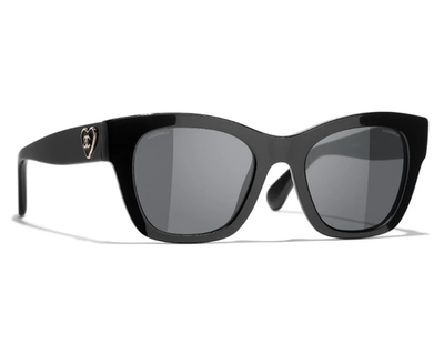 NEW CHANEL 5478 SQUARE HEART SUNGLASSES BLACK & GOLD 501/S4! SHIPS