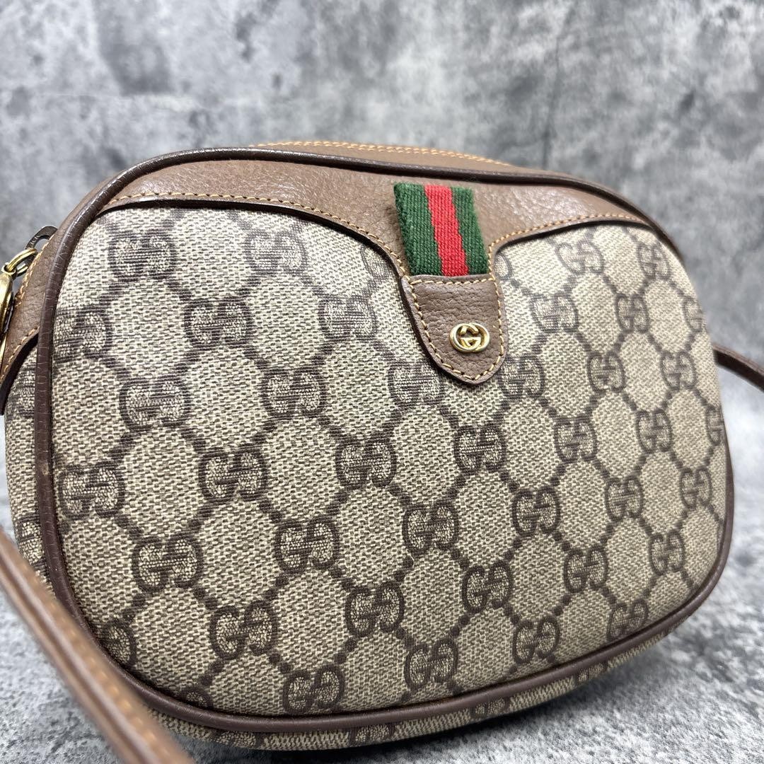 GUCCI Sherry Line GG Monogram Shoulder Bag in Beige Leather #PGF8QM