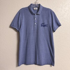 Lacoste Polo Shirt Mens 4 Blue Slim Fit Big Crocodile Logo Short Sleeve
