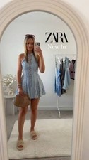 ZARA NEW WOMAN S26 MULTICOLOURED FLORAL PRINT HALTER MINI DRESS REF:7845/289/330