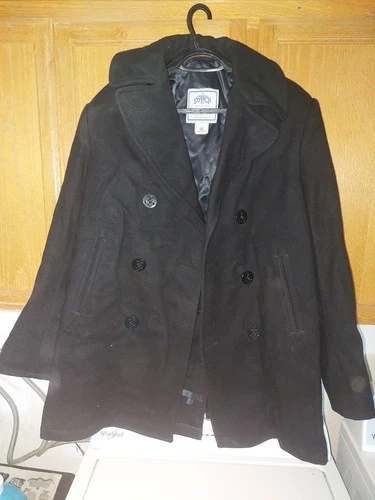 DSCP Quarterdeck US Navy Peacoat 40L Black Wool Vintage - product listing photo