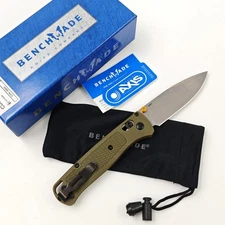 Benchmade 535-Custom Bugout Green Grivory Handle AXIS Lock Drop Folding Knife
