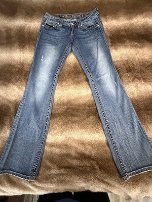 Rock Revival Adele Boot Jeans Womens 30 Blue Embroidered Flap Pockets