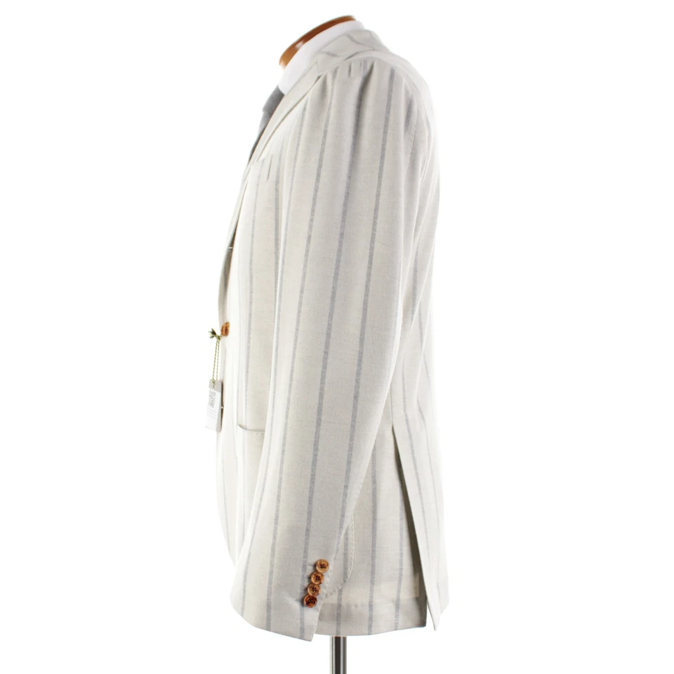 Traje Chaqueta Sartorio Kiton Nueva con Etiquetas Mezcla Lana Talla 50R (40R EE. UU.) Blanco con Rayas Grises Foto 4 de 4