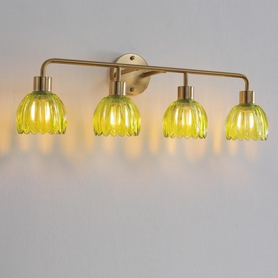 vivihobb 4-Light Gold Brass Bathroom Light Fixture,Wall Sconces,Brushed Gold ...