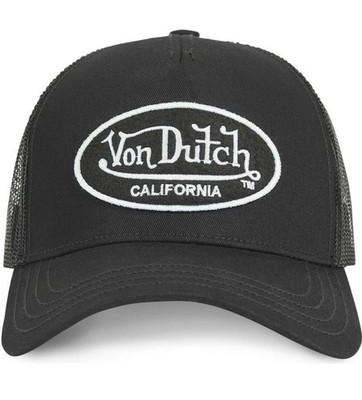 Von Dutch Men's Trucker Hat Adjustable Mesh Back Black Solid One Size Classic