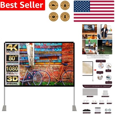 80 Inch Portable Projector Screen Stand Outdoor HD Home Theater Movie Cinema