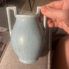ROOKWOOD POTTERY, ROBINS EGG BLUE BUTTRESSED HANDLED VASE, ARTS & CRAFTS, NICE~~