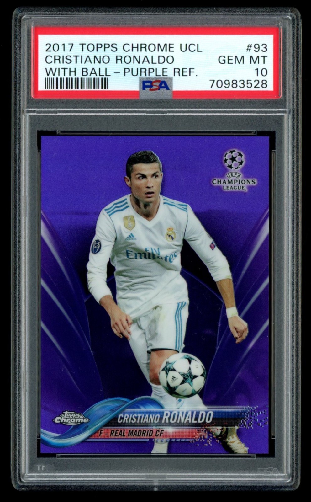 2017 Topps Chrome UCL #93 Cristiano Ronaldo Purple /250 PSA 10 Real Madrid