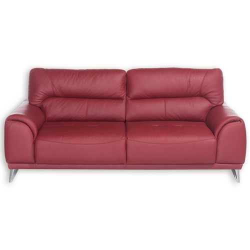3-Sitzer Sofa - rot - Kunstleder Sofa Couch Wohnlandschaft - Bild 1 von 6