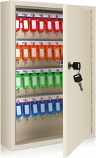 Key Box Cabinet, Wall Mount 64/100 Position Metal Locking Key Cabinet Organizer