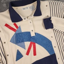 80s 90s Vintage Bonnie Bill by Holly Sweater Womens Large Nautical Geometrical
